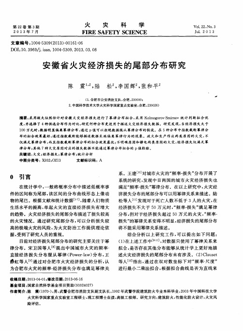 安徽省火灾经济损失的尾部分布研究