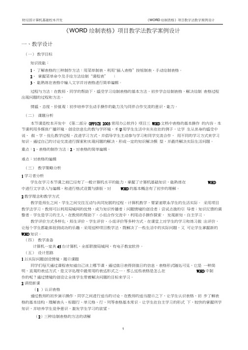 《绘制表格》项目教学法教学案例设计