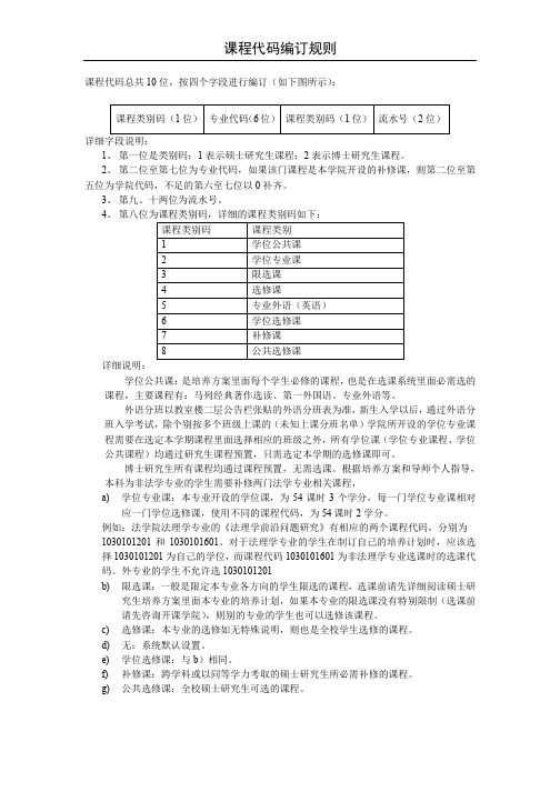 课程代码编订规则