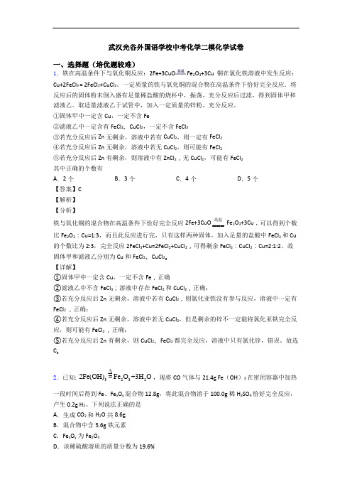 武汉光谷外国语学校中考化学二模化学试卷