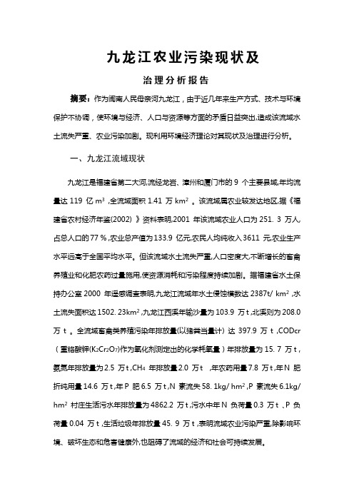 关于九龙江污染的论文