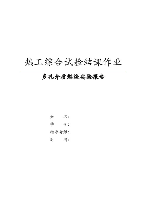 多孔介质燃烧实验报告