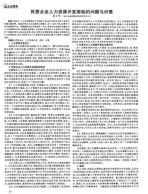民营企业人力资源开发面临的问题与对策