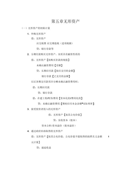 注会会计分录卡片第五章无形资产