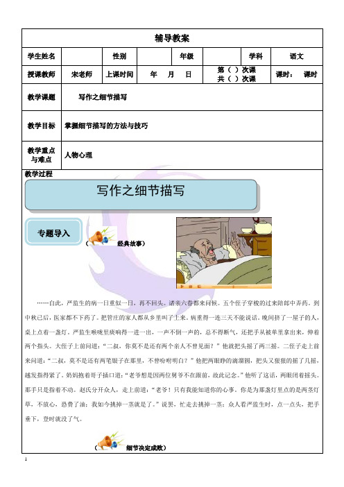 写作之细节描写-教案+学案