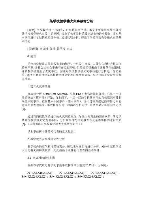 某学校教学楼火灾事故树分析