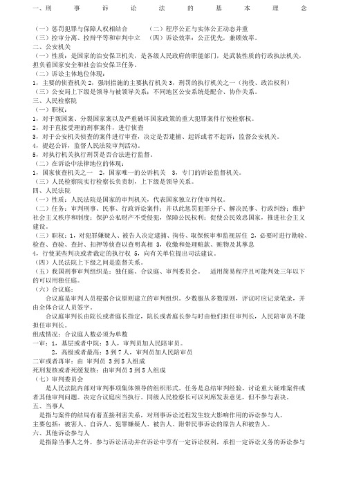 刑事诉讼法期末复习重点