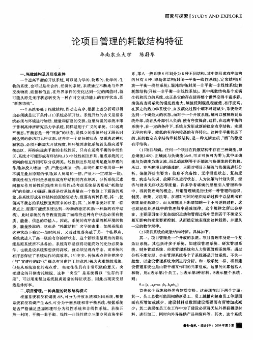 论项目管理的耗散结构特征