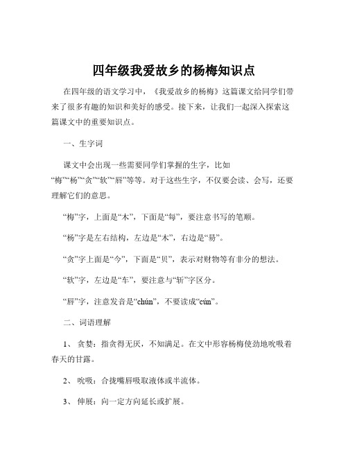 四年级我爱故乡的杨梅知识点