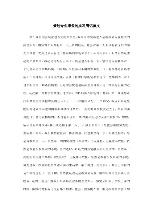策划专业毕业的实习周记范文