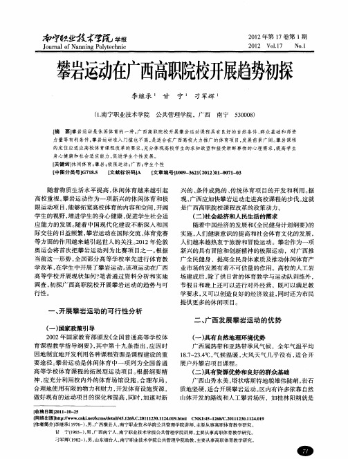 攀岩运动在广西高职院校开展趋势初探