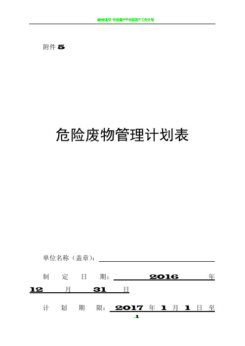 2017年危险废物管理计划表