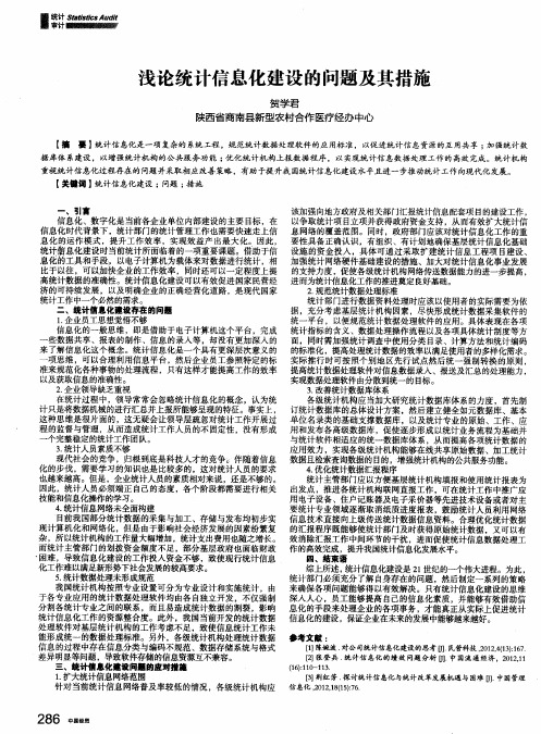 浅论统计信息化建设的问题及其措施