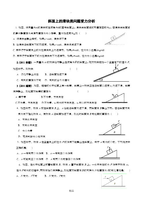 专题 斜面上的滑块类问题受力分析 - 副本