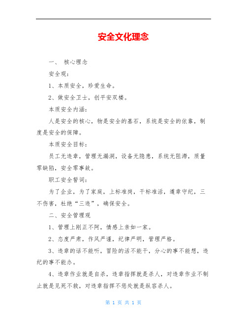 安全文化理念