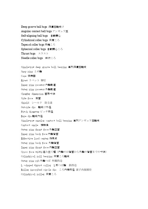 轴承方面专业单词英日对照