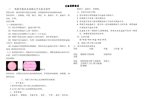 观察洋葱表皮细胞生物实验报告