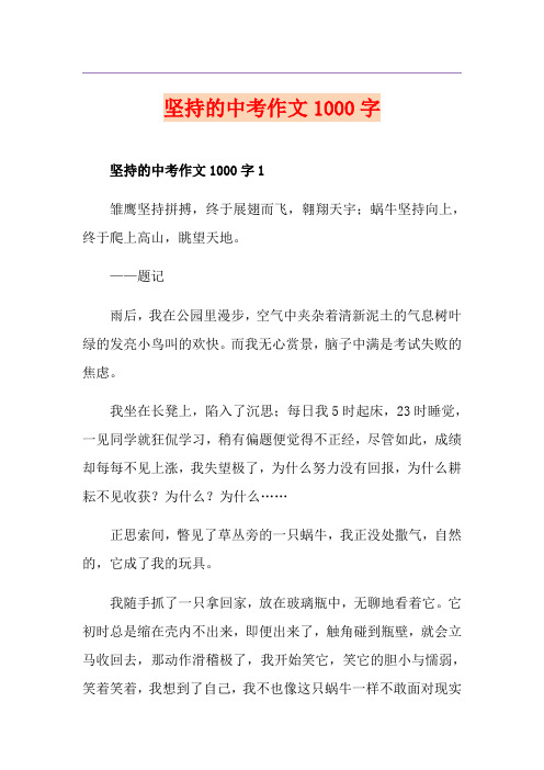 坚持的中考作文1000字