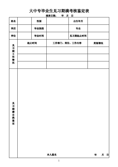 见习期满考核鉴定表