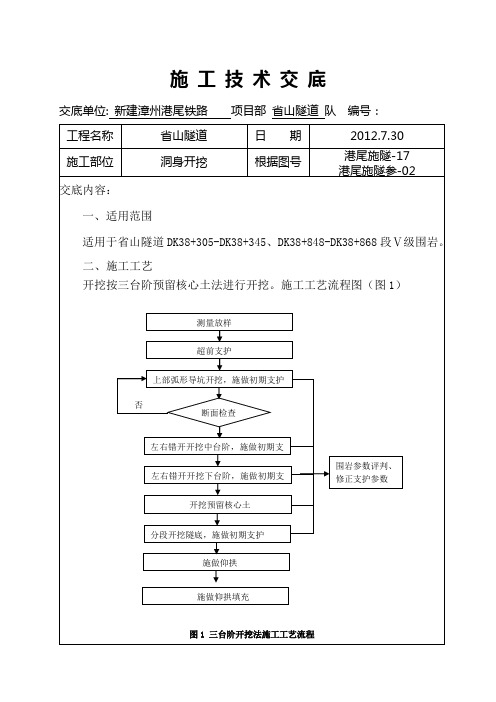 隧道V级三台阶开挖