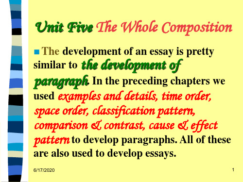 No.5 Unit Five The Whole Composition-8 大学英语写作教学课件