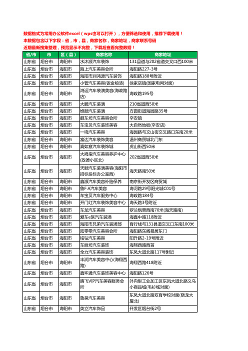 新版山东省烟台市海阳市汽车装潢工商企业公司名录名单大全92家