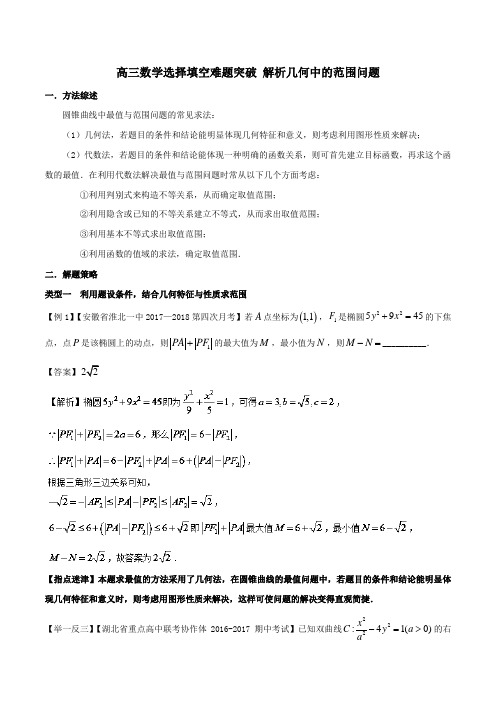 高三数学选择填空难题突破 解析几何中的范围问题