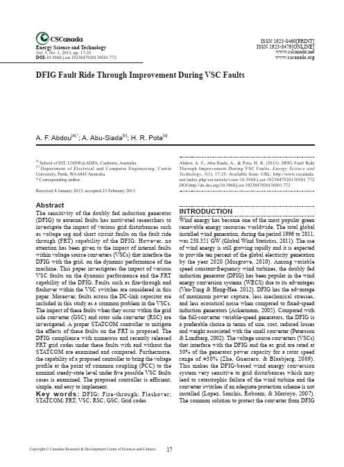 DFIG Fault Ride Through Improvement During VSC Faults