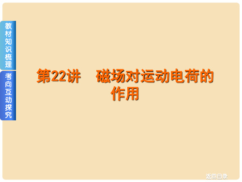 高考物理一轮复习 第8单元 磁场 第22讲 磁场对运动电荷的作用课件 新人教版