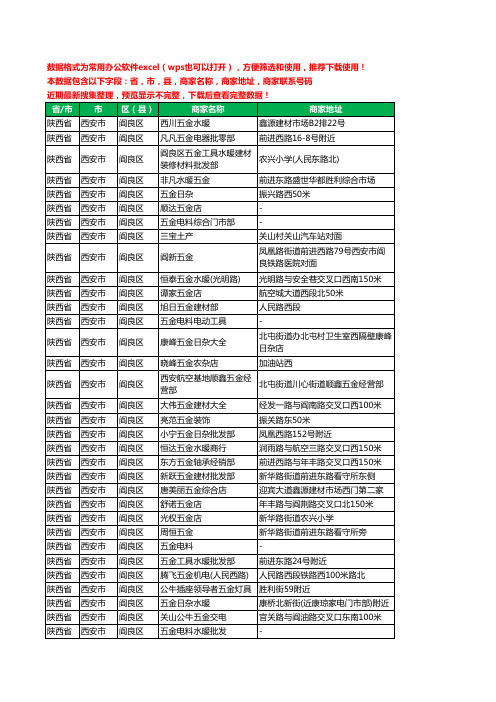 2020新版陕西省西安市阎良区五金工商企业公司商家名录名单黄页联系电话号码地址大全91家
