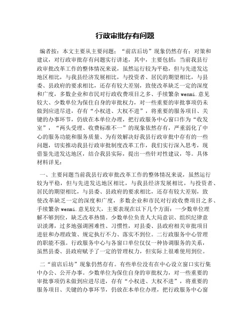 行政审批存在问题