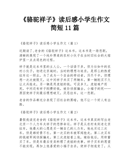 《骆驼祥子》读后感小学生作文简短11篇