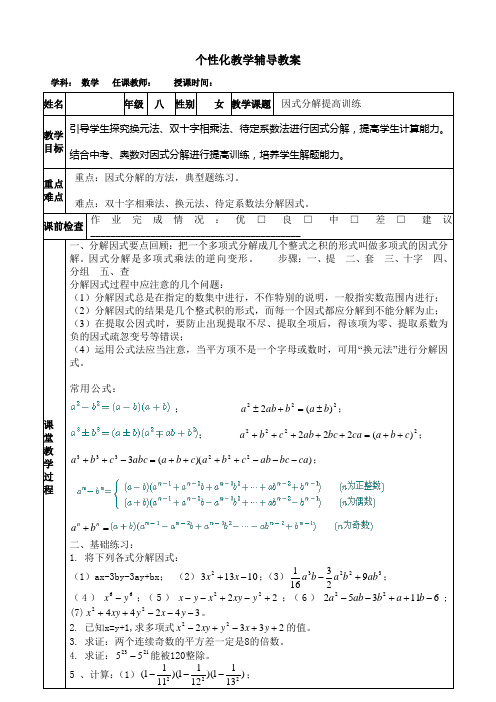(八下)因式分解提高训练(讲义)