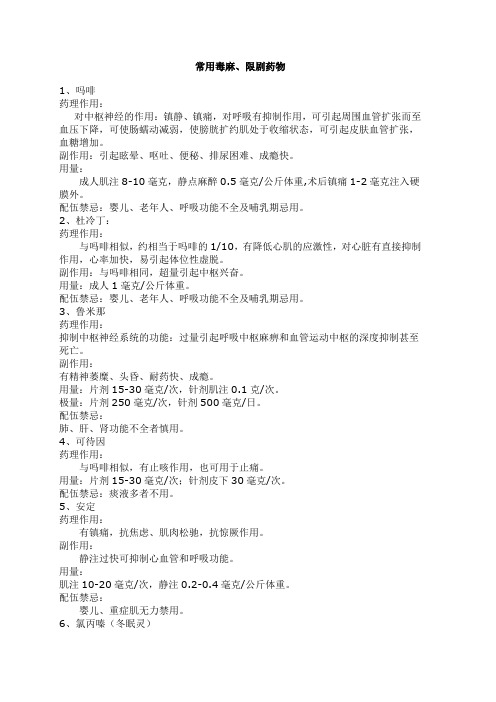 毒麻限剧药
