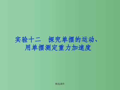 高三物理总复习 实验12 探究单摆的运动、用单摆测定重力加速度 鲁科版