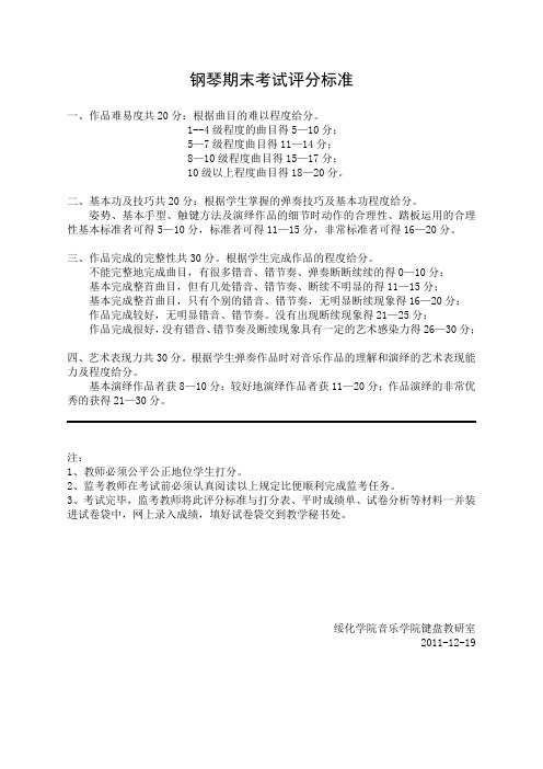钢琴评分标准