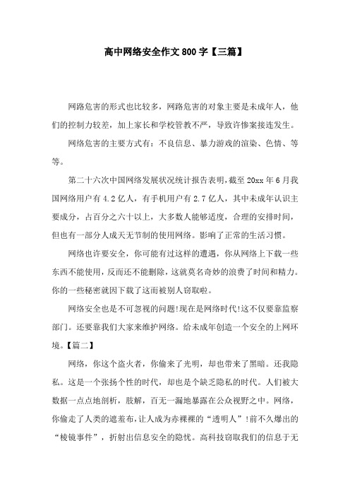 高中网络安全作文800字【三篇】