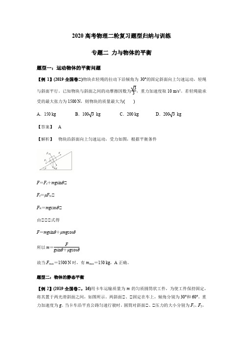 2020高考物理二轮复习题型归纳与训练%E3%80%80专题二 力与物体的平衡(含解析)
