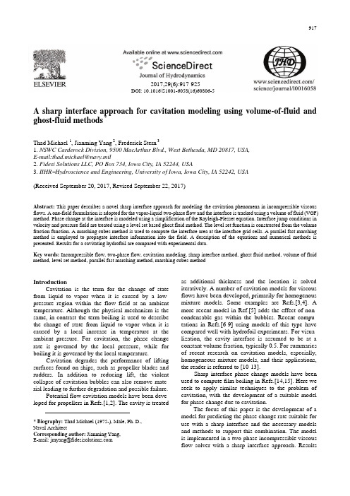 A sharp interface approach for cavitation modeling using volume-of-fluid and ghost-fluid methods