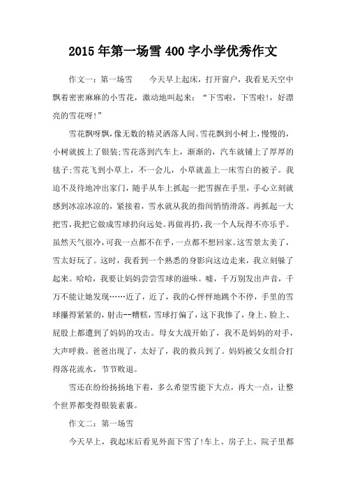 2015年第一场雪400字小学优秀作文