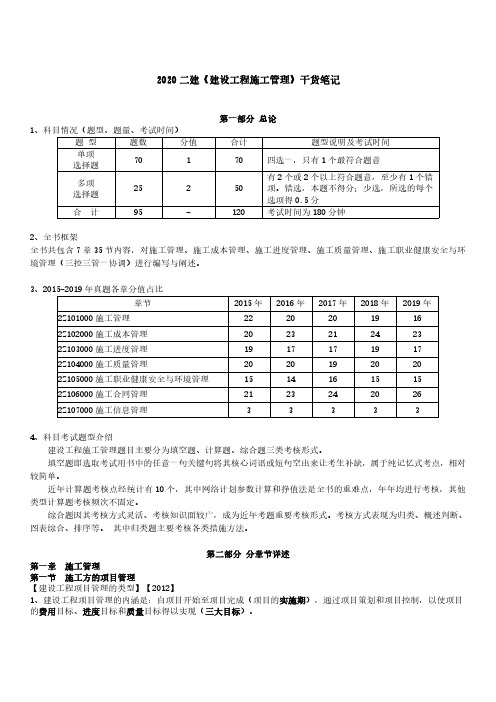 2020二建《施工管理》超赞干货笔记