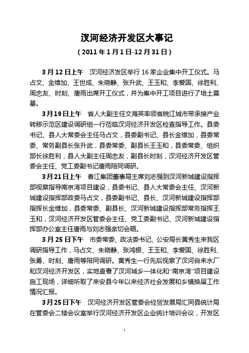 汊河经济开发区大事记(2011)
