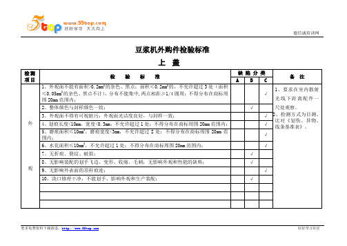 豆浆机外购件检验标准