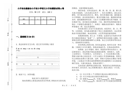 小升初全能综合小升初小学语文小升初模拟试卷A卷