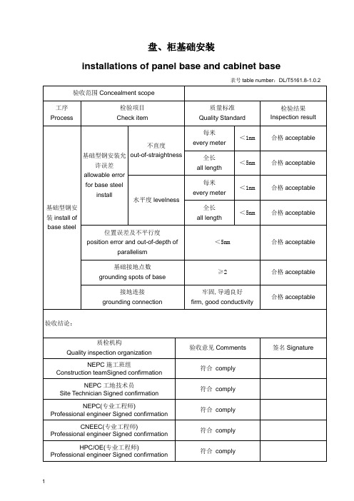 DLT5161.8盘、柜及二次回路施工质量检验