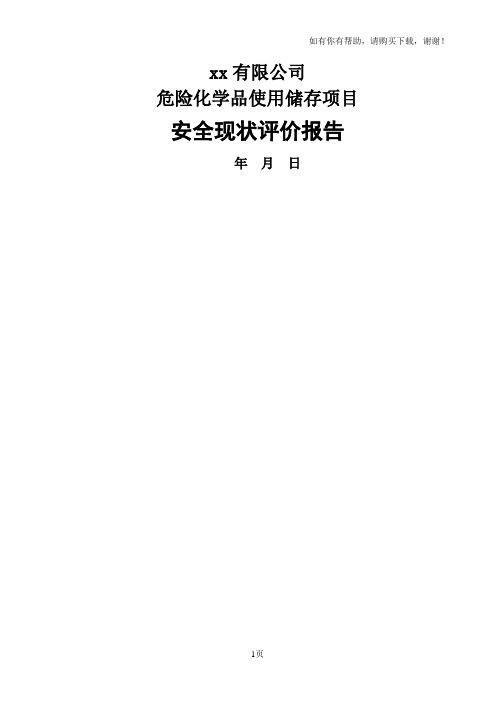 危险化学品使用储存项目安全现状评价报告