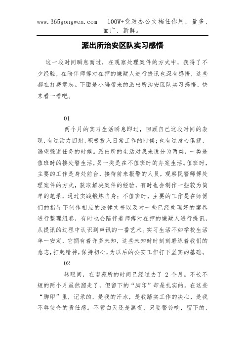 派出所治安区队实习感悟