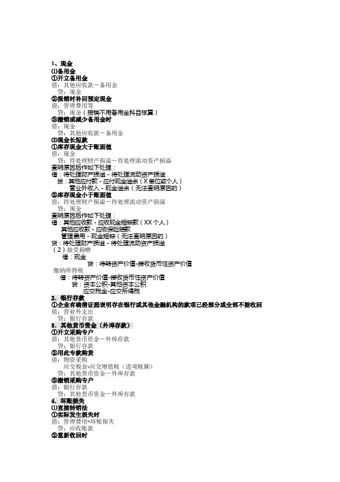 中级财务会计分录大全考试用