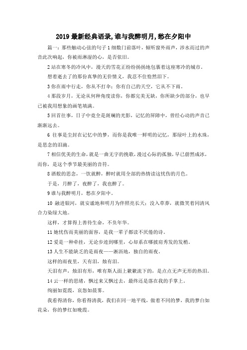 最新-2019最新经典语录,谁与我醉明月,愁在夕阳中 精品