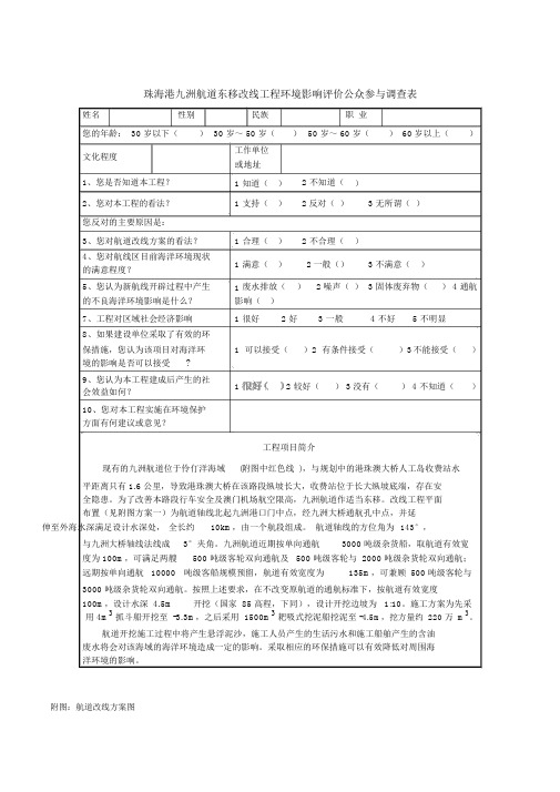 项目公众参与调查表